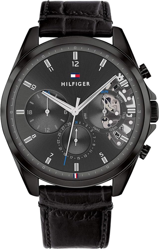 Tommy Hilfiger Baker Chronograph Black Dial Black Leather Strap Watch For Men - 1710452 Buy Now By Tommy Hilfiger