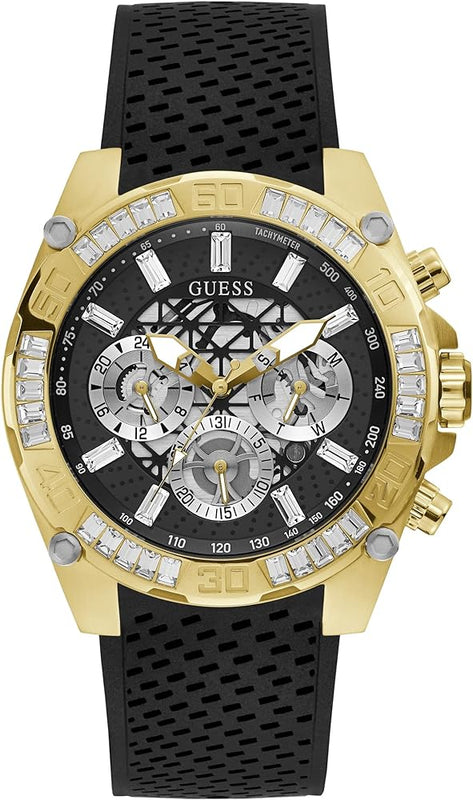 Guess Trophy Multifunction Black Dial Black Rubber Strap Watch for Men - GW0333G2 Buy Now By Guess