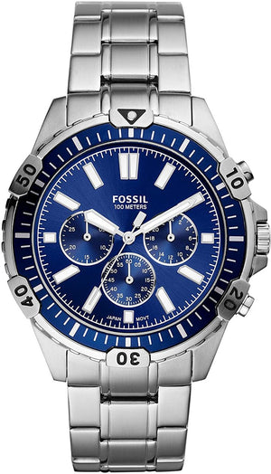 Fossil Garrett Chronograph Blue Dial Silver Steel Strap Watch for Men - FS5623 Buy Now By Fossil