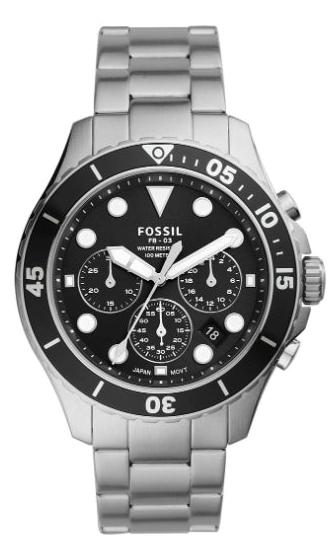 Fossil FB-03 Chronograph Black Dial Silver Steel Strap Watch for Men - FS5725 Buy Now By Fossil