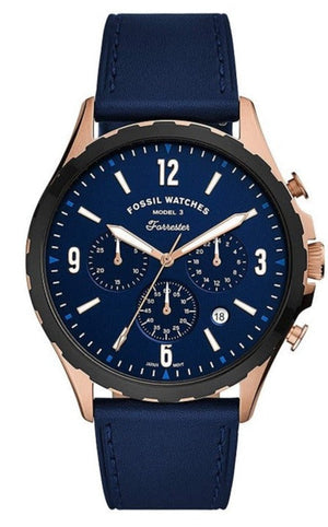 Fossil Forrester Chronograph Blue Dial Blue Leather Strap Watch for Men - FS5814 Buy Now By Fossil