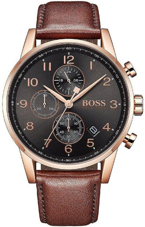 Hugo Boss Navigator Grey Dial Brown Leather Strap Watch for Men - 1513496 Buy Now By Hugo Boss