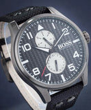 Hugo Boss Aeroliner Maxx Quartz Black Dial Black Nylon Strap Watch For Men - HB1513086 Buy Now By Hugo Boss