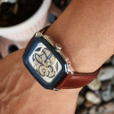 Fossil Inscription Automatic Skeleton Blue Dial Brown Leather Strap Watch for Men - BQ2571 Buy Now By Fossil