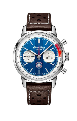Breitling Top Time B01 Shelby Cobra Blue Dial Brown Leather Strap Watch for Men - AB01763A1C1X1 Buy Now By Breitling