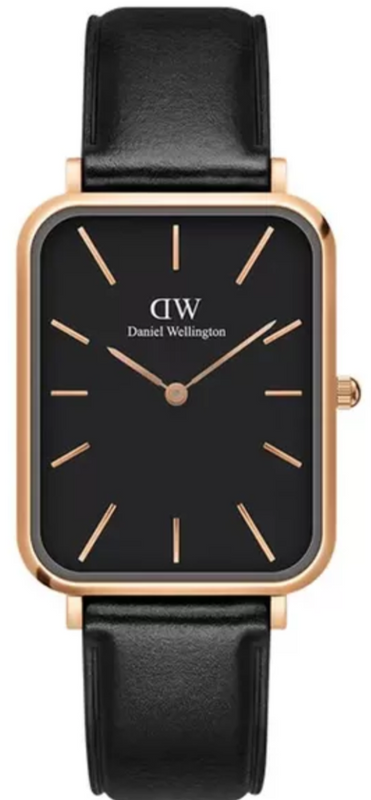 Daniel Wellington Quadro Black Dial Black Leather Strap Watch For Women - DW00100449 Buy Now By Daniel Wellington