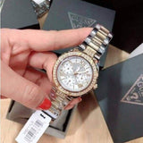 Guess Viva Diamonds Silver Dial Two Tone Steel Strap Watch for Women - W0111L5 Buy Now By Guess