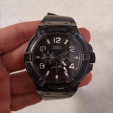 Guess Rigor Analog Black Dial Brown Leather Strap Watch For Men - W0040G8 Buy Now By Guess