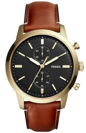 Fossil Townsman Chronograph Black Dial Brown Leather Strap Watch for Men - FS5338 Buy Now By Fossil