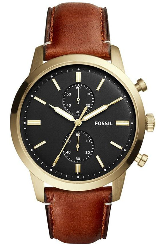 Fossil Townsman Chronograph Black Dial Brown Leather Strap Watch for Men - FS5338 Buy Now By Fossil
