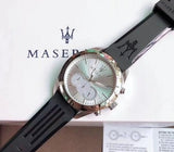 Maserati Traguardo Chronograph Silver Dial Black Rubber Strap Watch for Men - R8871612012 Buy Now By Maserati