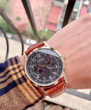 Citizen Eco Drive Multi Function Day & Date Black Dial Brown Leather Strap Watch For Men - AO9003-08E Buy Now By Citizen