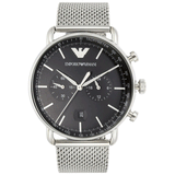 Emporio Armani Chronograph Black Dial Silver Mesh Bracelet Watch For Men - AR11104 Buy Now By Emporio Armani