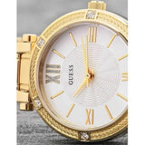 Guess Park Ave South Analog White Dial Gold Steel Strap Watch For Women - W0767L2 Buy Now By Guess