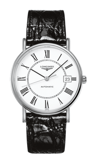 Longines Presence 38.5mm Automatic White Dial Black Leather Strap Watch for Men - L4.921.4.11.2 Buy Now By Longines