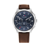 Tommy Hilfiger Asher Chrongraph Blue Dial Brown Leather Strap Watch For Men - 1791855 Buy Now By Tommy Hilfiger