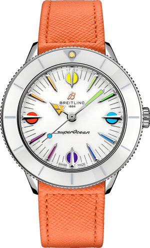 Breitling Superocean Heritage '57 Pastel Paradise White Dial Orange Leather Watch for Women - A10340A11A1X1 Buy Now By Breitling