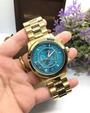 Michael Kors Runway Stop Hunger Blue Dial Gold Steel Strap Watch for Men - MK8315 Buy Now By Michael Kors