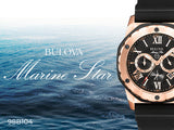 Bulova Marine Star Chronograph Black Dial Black Rubber Strap Watch for Men - 98B104 Buy Now By Bulova