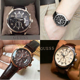 Guess Exec Chronograph Quartz Black Dial Black Leather Strap Watch for Men - W0076G1 Buy Now By Guess