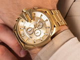 Diesel Mega Chief Chronograph Gold Dial Gold Steel Strap Watch For Men - DZ4360 Buy Now By Diesel