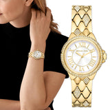 Michael Kors Camile Analog White Dial Gold Steel Strap Watch for Women - MK4801 Buy Now By Michael Kors