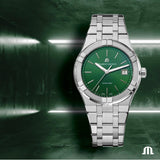 Maurice Lacroix Aikon Date Quartz Green Dial Silver Steel Strap Watch for Men - AI1108-SS002-630-1 Buy Now By Maurice Lacroix