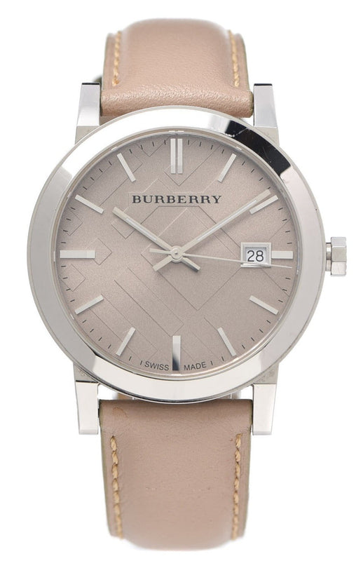 Burberry The City Silver Dial Beige Leather Strap Unisex Watch - BU9010 Buy Now By Burberry