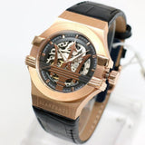 Maserati Potenza Automatic Rose Gold Dial Black Leather Strap Watch For Men - R8821108002 Buy Now By Maserati