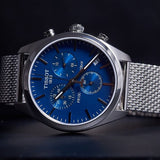 Tissot PR 100 Chronograph Blue Dial Silver Mesh Bracelet Watch for Men - T101.417.11.041.00 Buy Now By Tissot