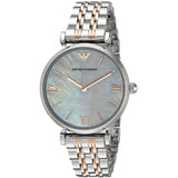 Emporio Armani Gianni T-Bar Mother of Pearl Dial Two Tone Steel Strap Watch For Women - AR1987 Buy Now By Emporio Armani