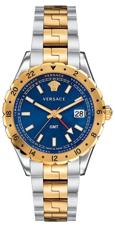 Versace Hellenyium GMT Blue Dial Two Tone Steel Strap Watch for Men - V11060017 Buy Now By Versace