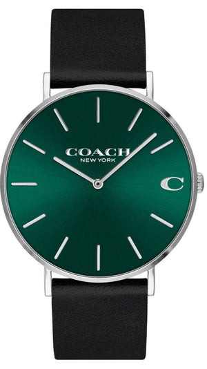 Coach Charles Green Dial Black Leather Strap Watch for Men - 14602436 Buy Now By Coach