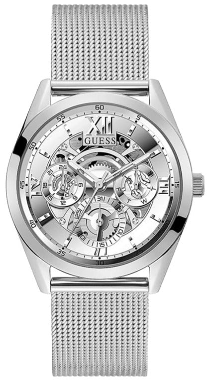 Guess Tailor Multifunction Silver Dial Silver Mesh Bracelet Watch for Men - GW0368G1 Buy Now By Guess