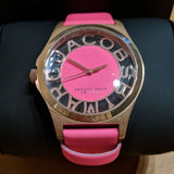Marc Jacobs Henry Skeleton Pink Dial Pink Leather Strap Watch for Women - MBM1243 Buy Now By Marc Jacobs