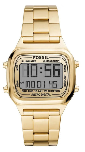 Fossil Retro Digital Gold Dial Gold Steel Strap Watch for Men - FS5843 Buy Now By Fossil