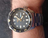 Seiko 5 Sports Automatic Black Dial Silver Steel Strap Watch For Men - SRPD57K1