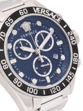 Versace Greca Dome Chronograph Blue Dial Silver Steel Strap Watch for Men - VE6K00323 Buy Now By Versace