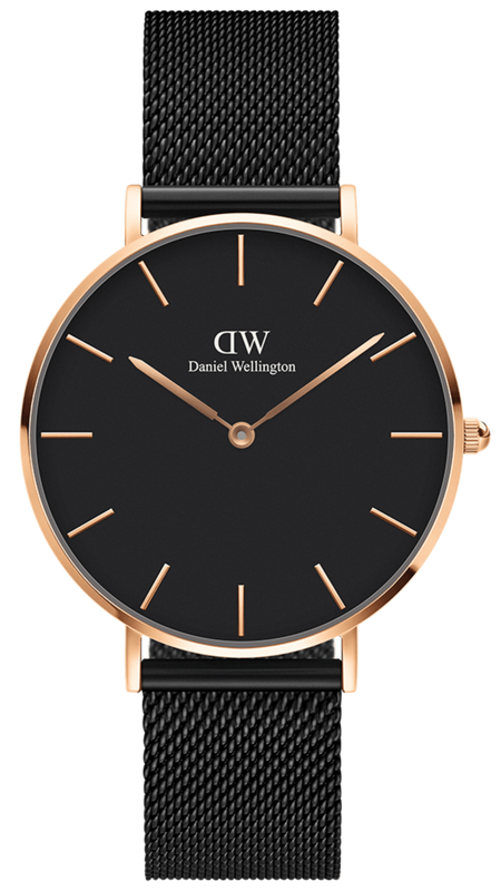 Daniel Wellington Petite Ashfield Black Dial Black Mesh Strap Watch For Women - DW00100245 Buy Now By Daniel Wellington