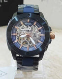 Fossil Modern Machine Automatic Skeleton Blue Dial Two Tone Steel Strap Watch for Men - ME3133 Buy Now By Fossil