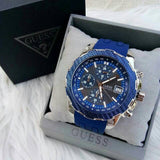 Guess Octane Chronograph Black Dial Blue Rubber Strap Watch For Men - W1047G2 Buy Now By Guess