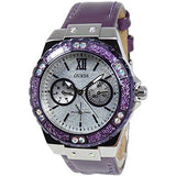 Guess Limelight Quartz Silver Dial Purple Leather Strap Watch For Women - W0775L6 Buy Now By Guess