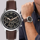 Fossil Neutra Chronograph Black Dial Brown Leather Strap Watch for Men - FS6024 Buy Now By Fossil
