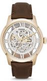 Fossil Townsman Automatic Skeleton Gold Dial Brown Leather Strap Watch for Men - ME3043 Buy Now By Fossil
