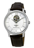Tissot T Classic Tradition Powermatic 80 Open Heart Silver Dial Brown Leather Strap Watch for Men - T063.907.16.038.00 Buy Now By Tissot