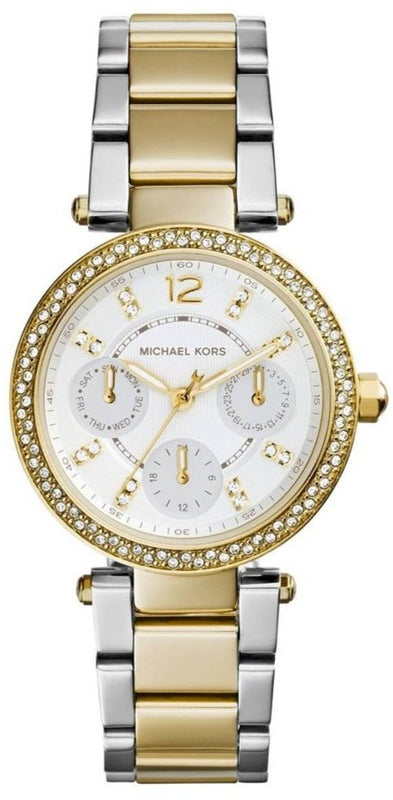 Michael Kors Parker White Dial Two Tone Steel Strap Watch for Women - MK6055 Buy Now By Michael Kors