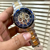 Fossil Grant Sport Automatic Skeleton Blue Dial Two Tone Steel Strap Watch for Men - ME3141 Buy Now By Fossil