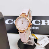 Coach Perry Diamonds Mother of Pearl Dial Pink Leather Strap Watch for Women - 14503190 Buy Now By Coach