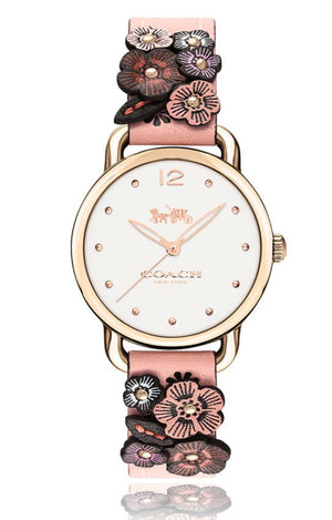 Coach Delancey White Dial Floral Pink Leather Strap Watch for Women - 14502817 Buy Now By Coach