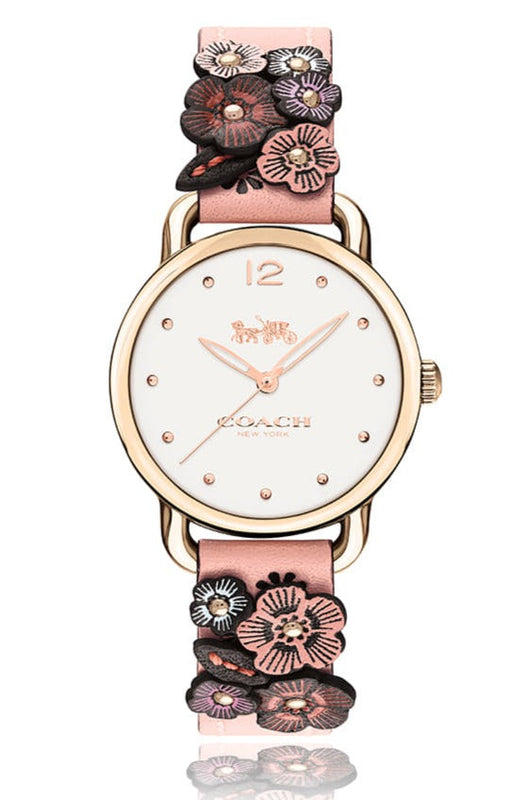 Coach Delancey White Dial Floral Pink Leather Strap Watch for Women - 14502817 Buy Now By Coach